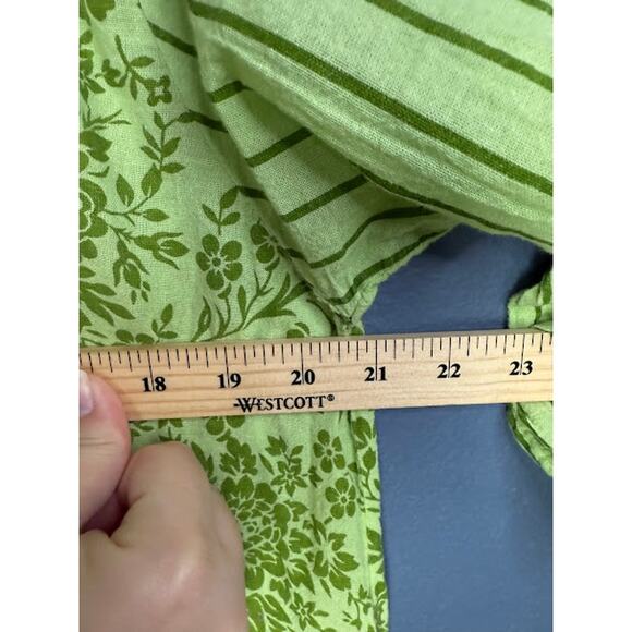 Zury Dress Women's One Size Flowy 100% Cotton Floral Green Art to Wear Oversized - Picture 7 of 8